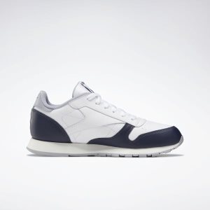 Reebok Classic Leather Turnschuhe Kinder - Weiß/Navy/Blau - DE 694-CBD